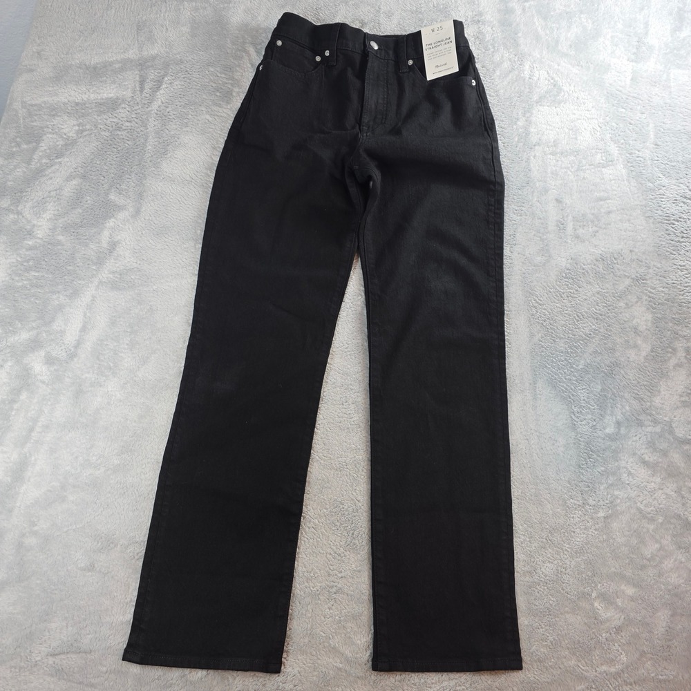Madewell Womens 25 Black Frost The Longline Straight Jeans High Rise